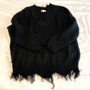 Black Fringe Sweater